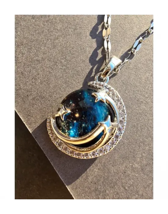 316L Çelik Gezegen Kolye Gold