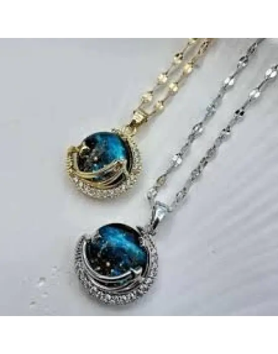 316L Çelik Gezegen Kolye Gold