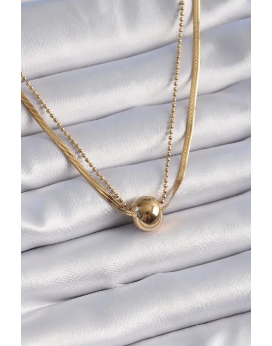  Altın 2li İtalyan Zincir Model Top Model  Çelik Kolye