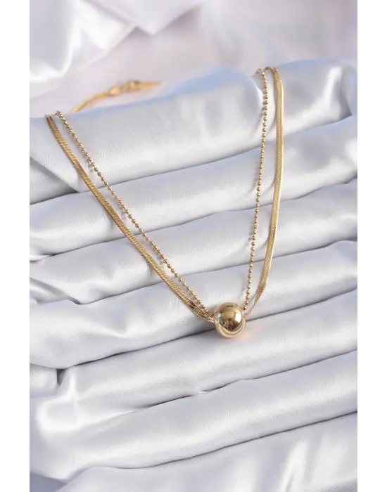  Altın 2li İtalyan Zincir Model Top Model  Çelik Kolye