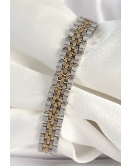 316L Çelik Gold Gümüş Renk Zincir Model Erkek Bileklik