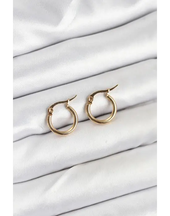316L Çelik Gold Renk 12 mm Halka Kadın Küpe