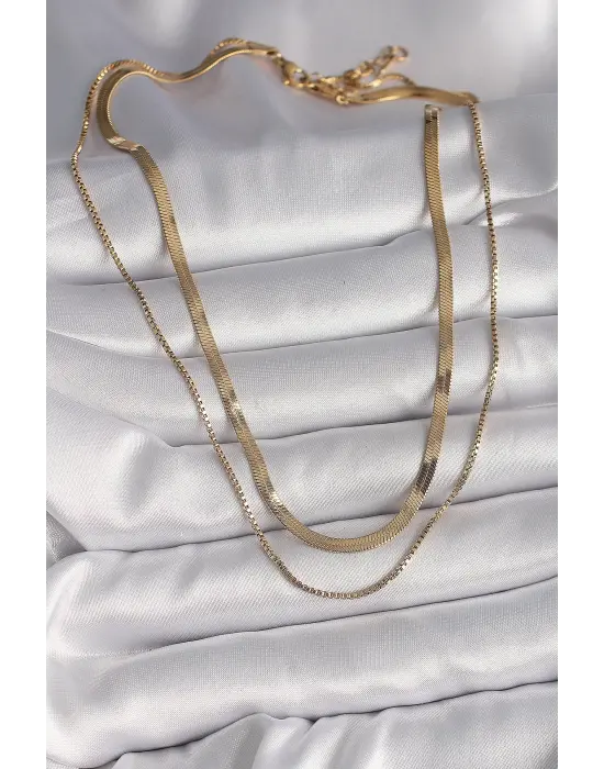  Altın  2Li İtalyan Zincir Model  Çelik Kolye