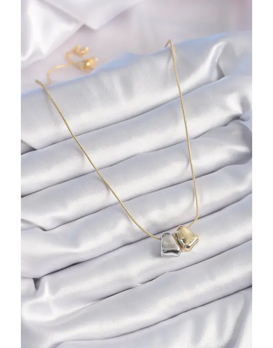  Altın  2li Mix  Figür Vintage  Çelik Kolye