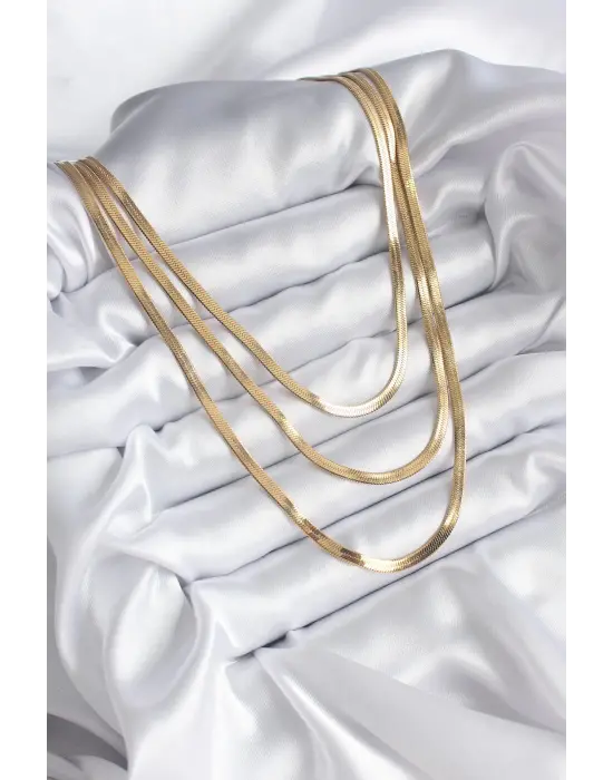  Altın  3lü İtalyan Zincir Model  Çelik Kolye