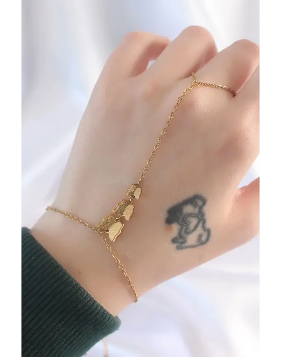 316L Çelik Gold Renk 3lü Kelebek Tasarımlı Şahmeran