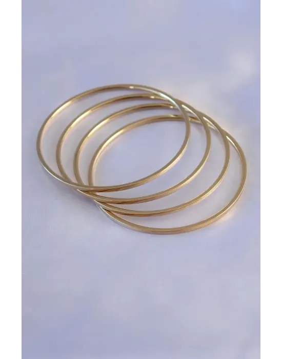 316L Çelik Gold Renk 4lü Ajda Model 65 mm Çap Kadın Bilezik