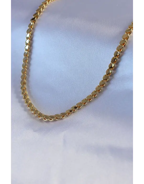  Altın  60 cm Arpa Zincir Model  Çelik Kolye