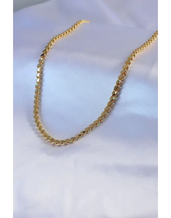  Altın  60 cm Arpa Zincir Model  Çelik Kolye