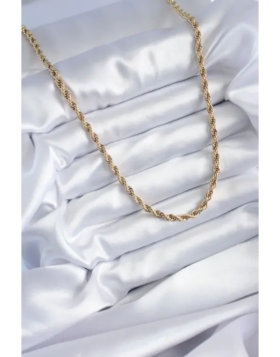  Altın  60 cm Burgu Model  Çelik Kolye