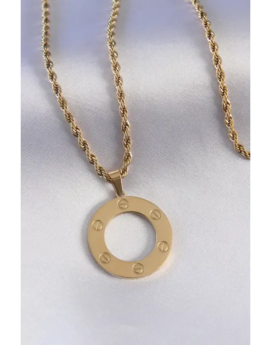 316L Çelik Gold Renk 60cm Burgu Zincir Kadın Kolye