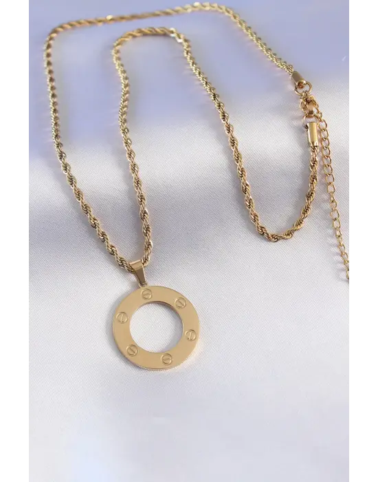 316L Çelik Gold Renk 60cm Burgu Zincir Kadın Kolye