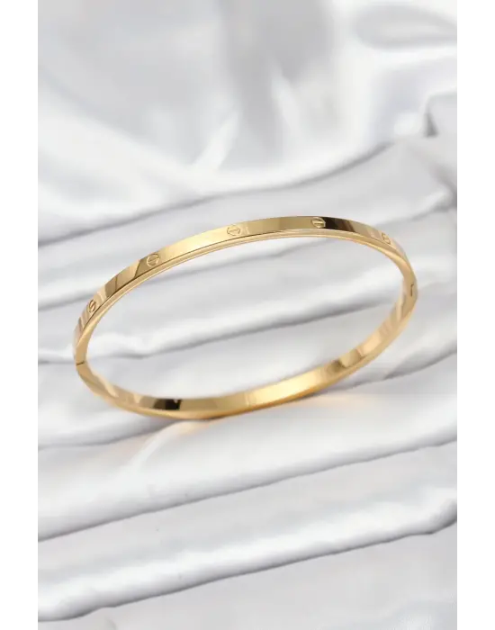316L Çelik Gold Renk 65 mm İnce Kadın Kelepçe Bileklik