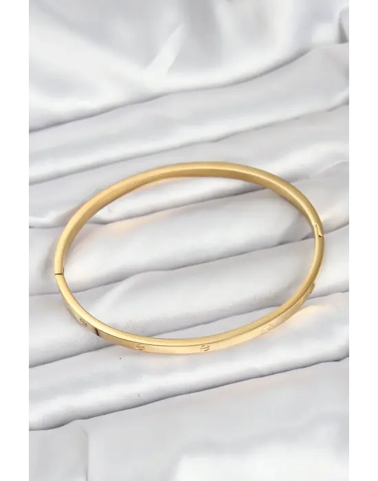 316L Çelik Gold Renk 65 mm İnce Kadın Kelepçe Bileklik
