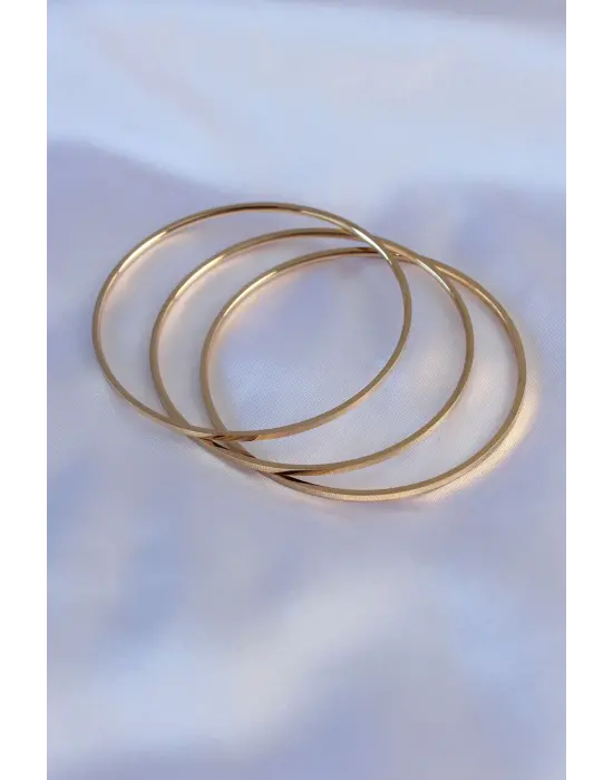 316L Çelik Gold Renk Ajda Model Kadın 65 mm Bilezik