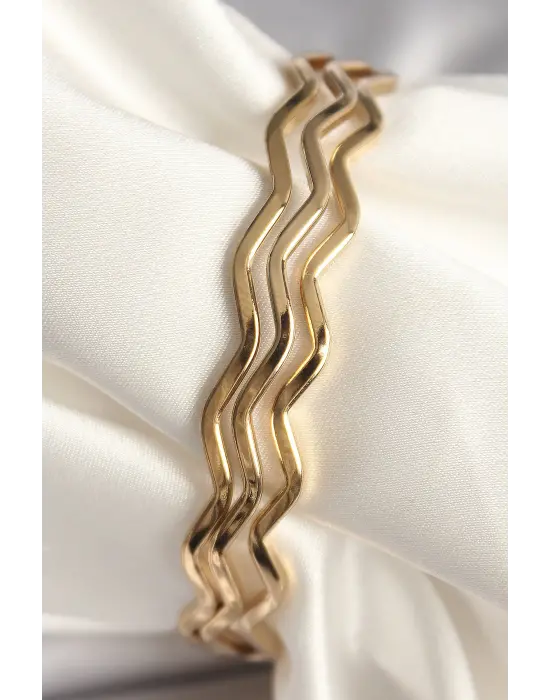 316L Çelik Gold Renk Ajda Model Kadın Bileklik