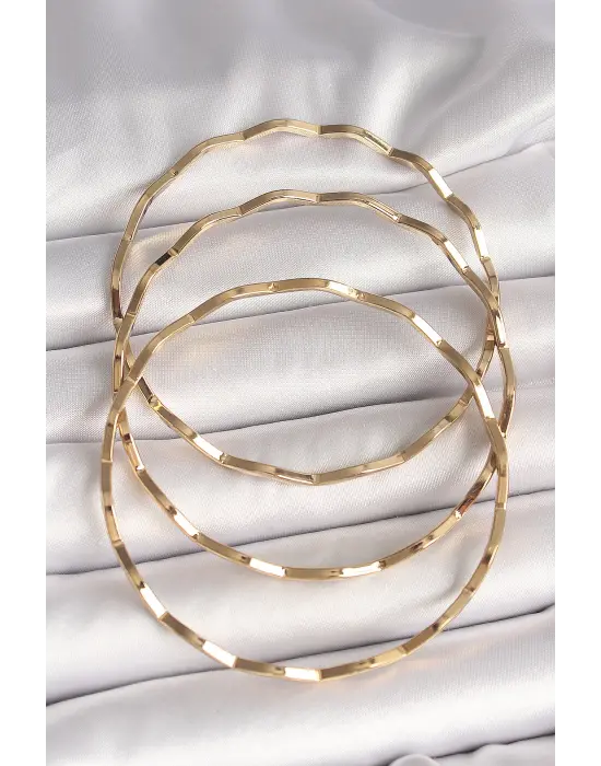 316L Çelik Gold Renk Ajda Model Kadın Bileklik