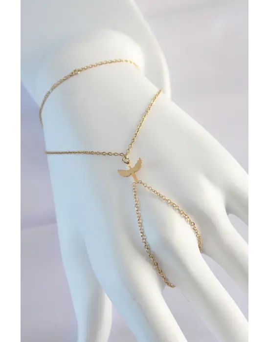 316L Çelik Gold Renk Anka Kuşu Tasarımlı Şahmeran