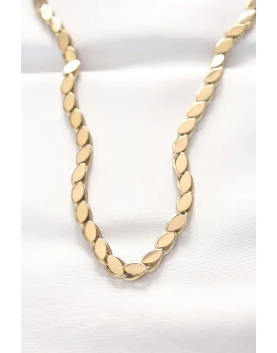  Altın  Arpa Tasarımlı Çelik Kolye