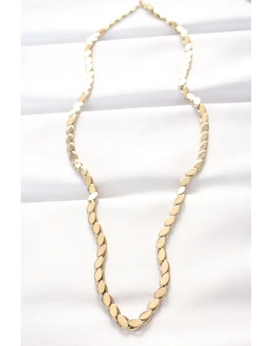  Altın  Arpa Tasarımlı Çelik Kolye