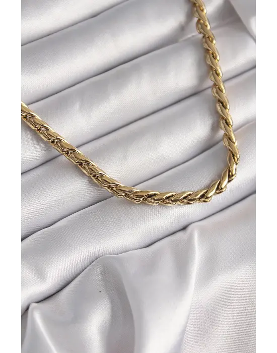  Altın  Arpa Zincir Model  Çelik Kolye