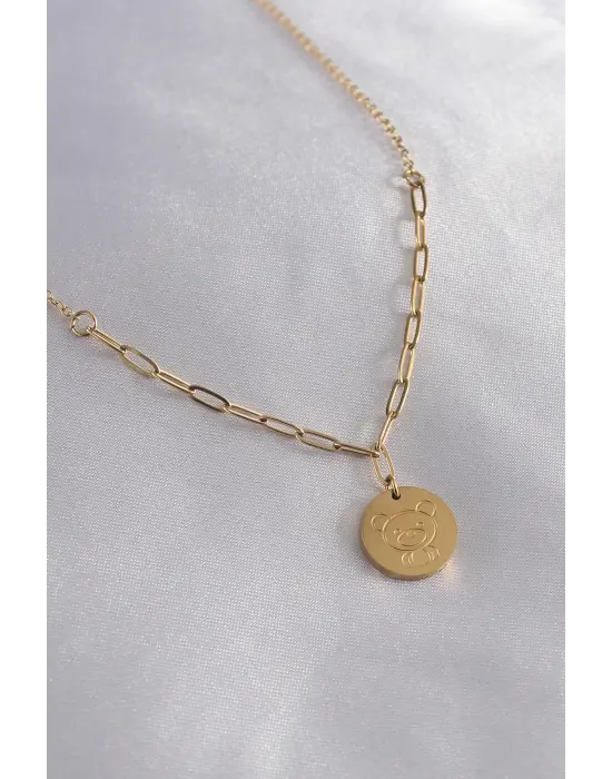  Altın  Ayıcık İşleme  Çelik Kolye