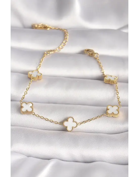 316L Çelik Gold Renk Baby Boy Yonca Model Kadın Bileklik