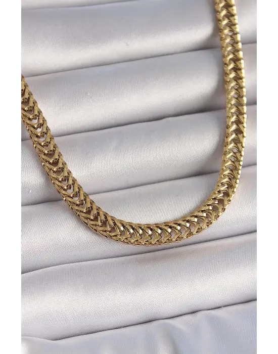 316L Çelik Gold Renk Balık Sırtı Model Kadın Kolye