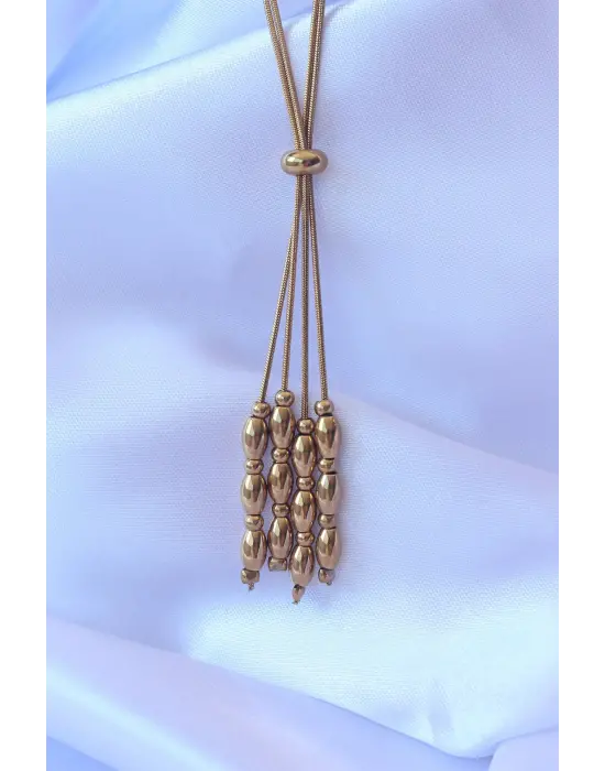  Altın  Boyu Ayarlanabilir Sallantılı Model Çelik Kolye