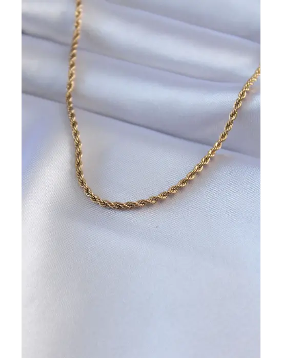  Altın  Burgu Model 45 cm  Çelik Kolye