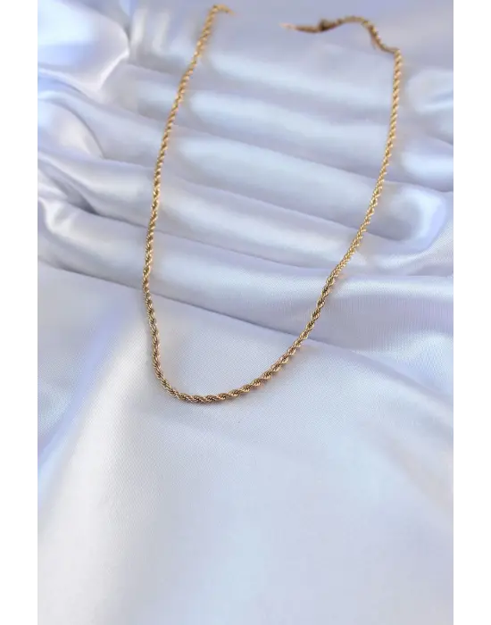  Altın  Burgu Model 45 cm  Çelik Kolye