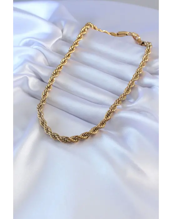 316L Çelik Gold Renk Burgu Model 45 cm Kadın Kolye
