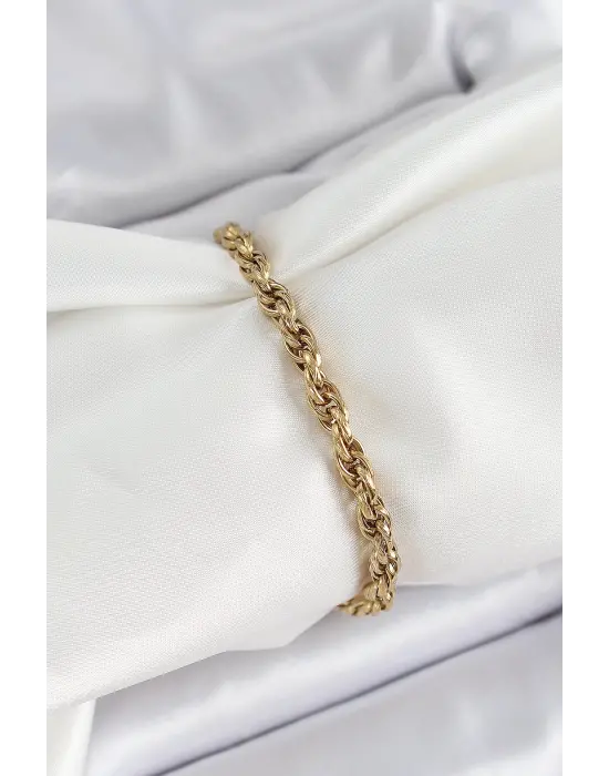 316L Çelik Gold Renk Burgu Model Kadın Bileklik