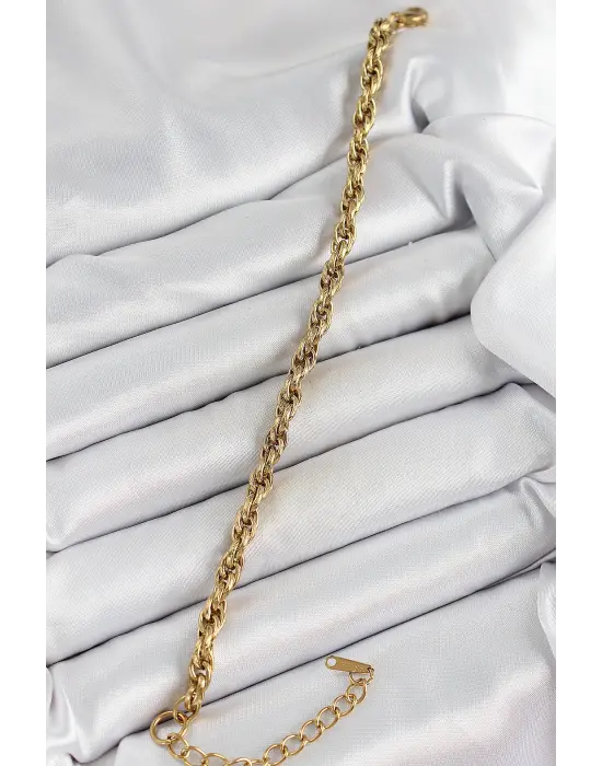 316L Çelik Gold Renk Burgu Model Kadın Bileklik