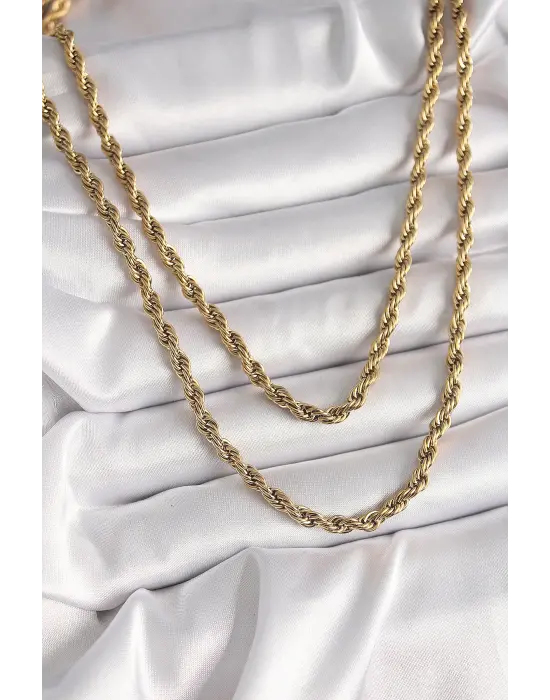  Altın  Burgu Zincir  Çelik Kolye