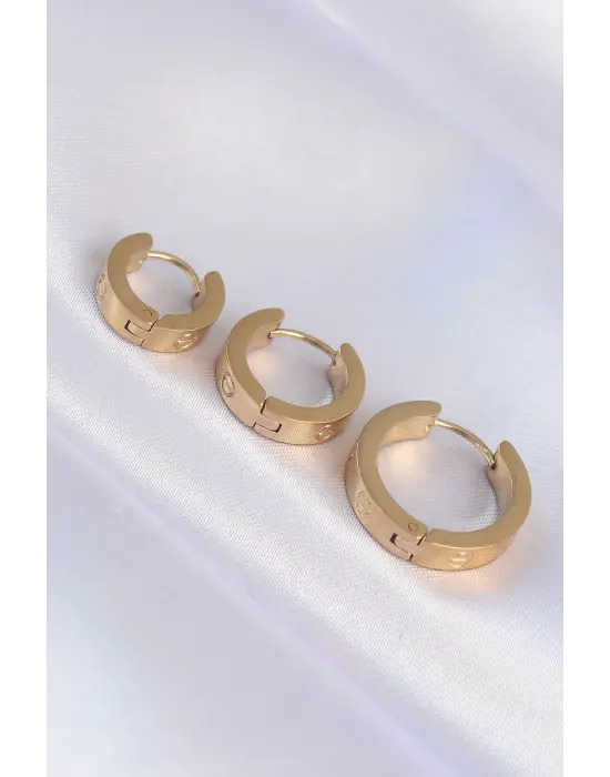   Altın Model 3lü Halka Küpe