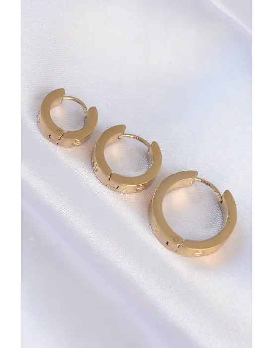   Altın Model 3lü Halka Küpe