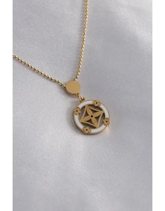  Altın  Çiçek Figür  Çelik Kolye