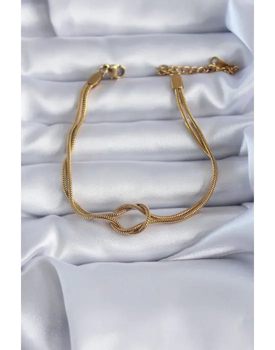 316L Çelik Gold Renk Düğüm Model Kadın Bileklik