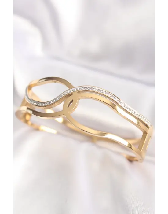 316L Çelik Gold Renk Düğüm Model Kelepçe Bilezik