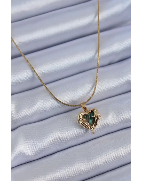 316L Çelik Gold Renk Eriyen Kalp Model Kadın Kolye