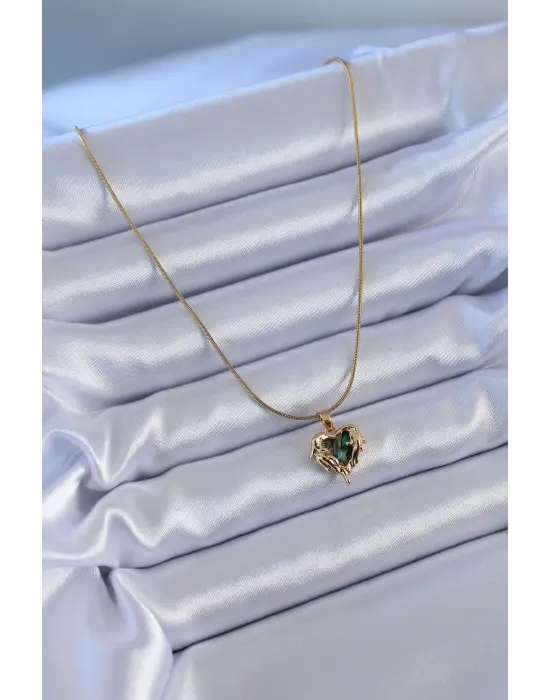 316L Çelik Gold Renk Eriyen Kalp Model Kadın Kolye