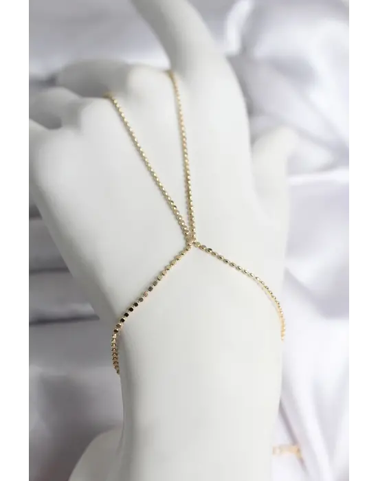 316L Çelik Gold Renk Ezme Zincir Model Kadın Şahmeran