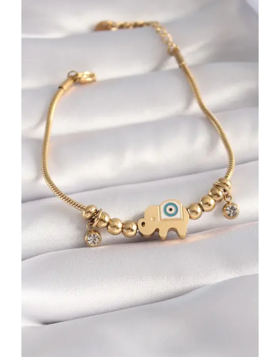 316L Çelik Gold Renk Fil Figür Kadın Bileklik