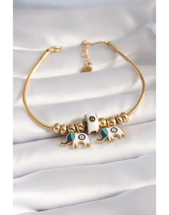 316L Çelik Gold Renk Fil Figür Kadın Bileklik