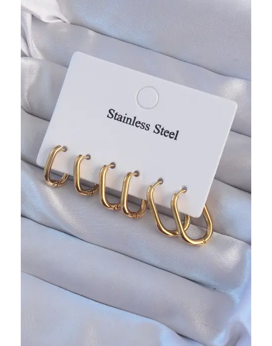   Altın Geometrik Küpe Seti