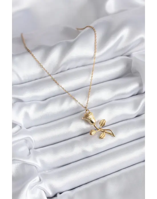  Altın  Gül Model  Çelik Kolye