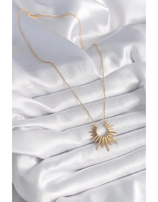  Altın  Güneş Model  Çelik Kolye