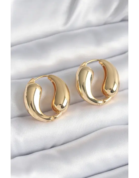   Altın Halka Damla Model Çelik Küpe