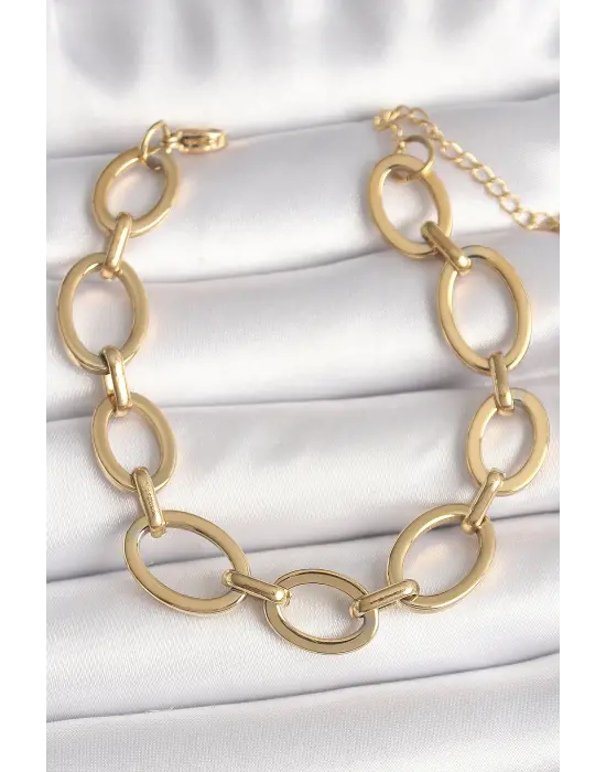 316L Çelik Gold Renk Halka Zincir Model Kadın Bileklik